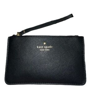 Like NEW Small Kate Spade Black Leather Wristlet with Detachable Strap